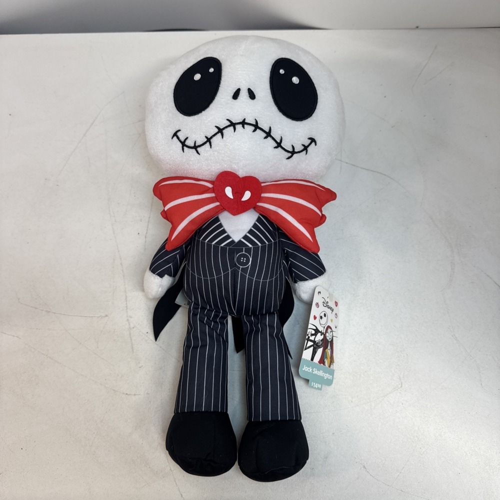 Nightmare Before Christmas 14" Jack Skellington Valentine Plush Doll Red Bow Tie